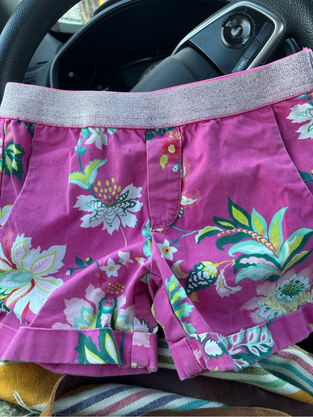 GAP Girls Pink Floral Shorts with Shimmery Waistband